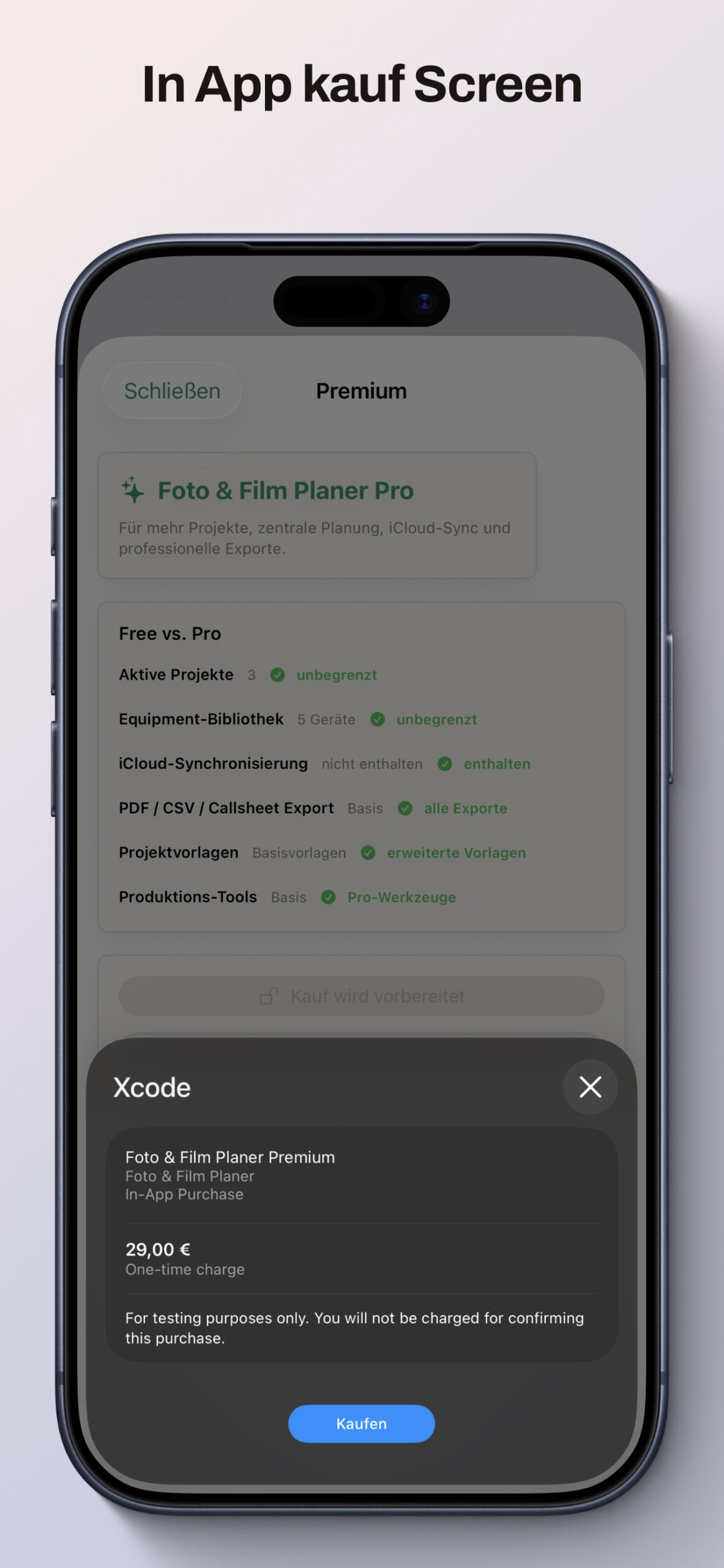 Foto & Film Planer App Screenshot