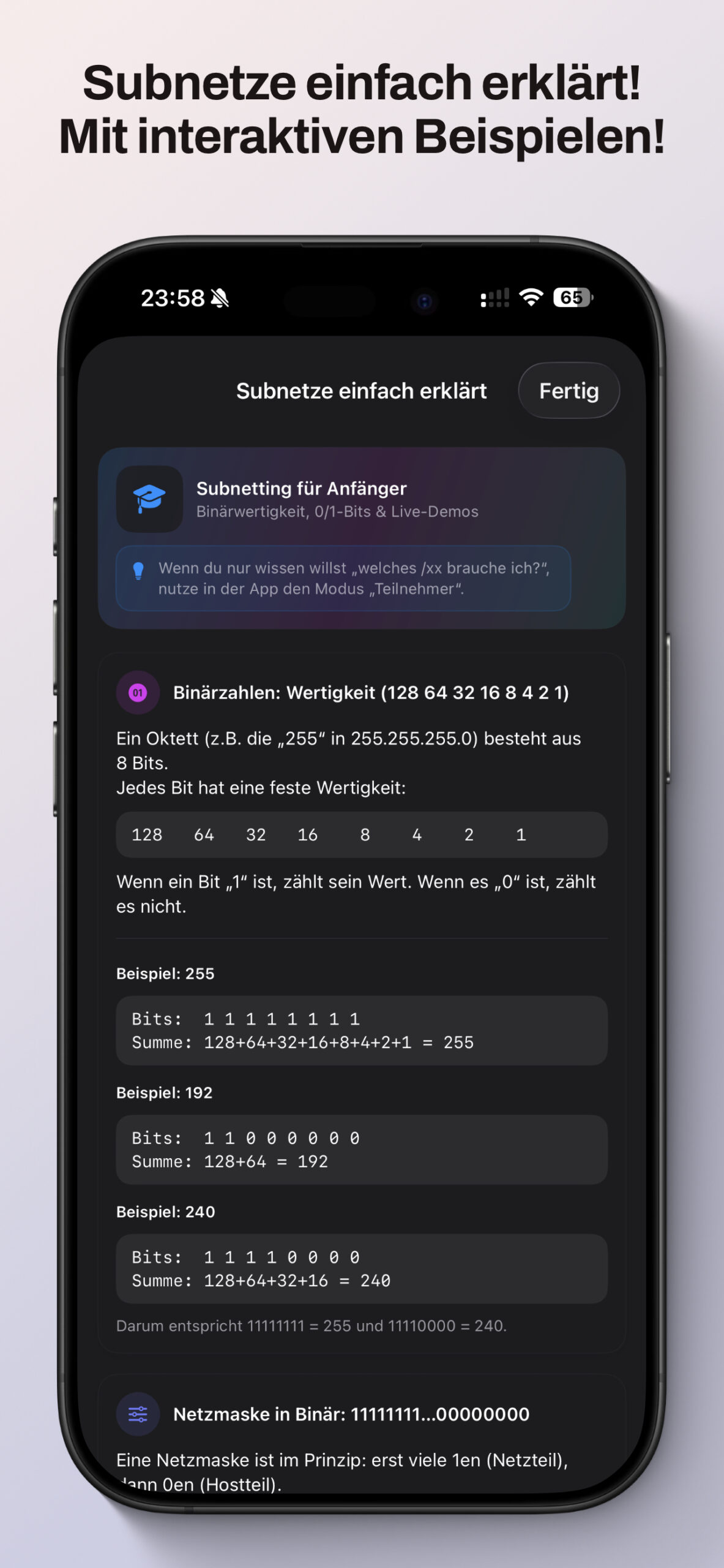 IP Subnet Rechner App Screenshot