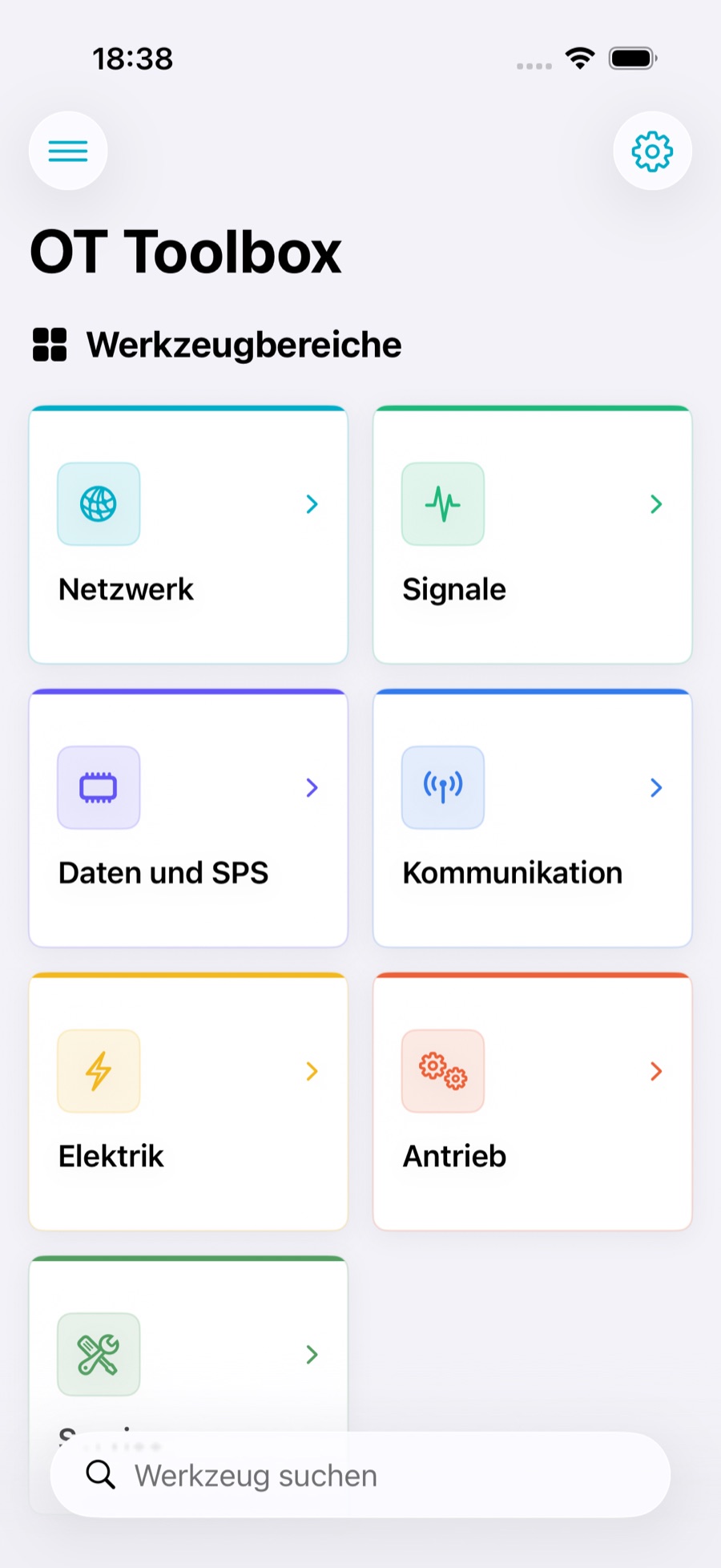 OT Toolbox Werkzeugbereiche