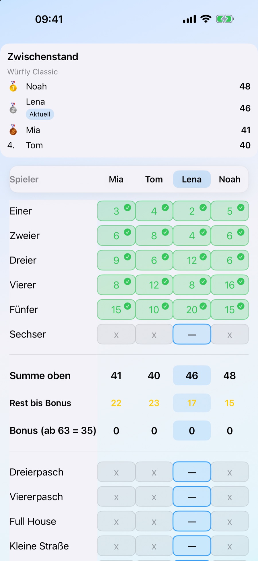 Würfly Spielstand